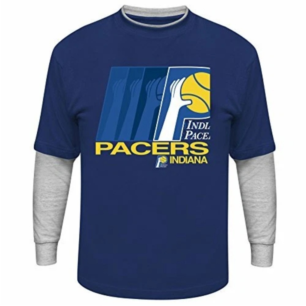 NWT [Majestic] Indiana Pacers NBA Graphic Long-Sleeved 2FER Shirt Youth Sz Small